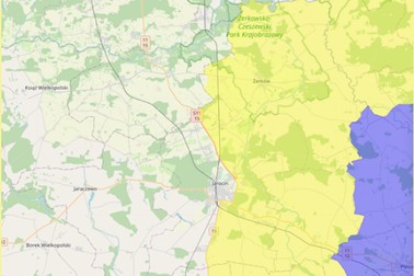 Mapa ASF w Powiecie Jarocińskim. 